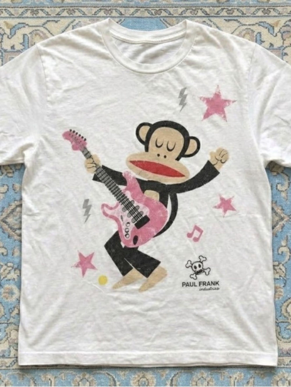 Gildan White Paul Frank Guitar Monkey Graphic T-shirt